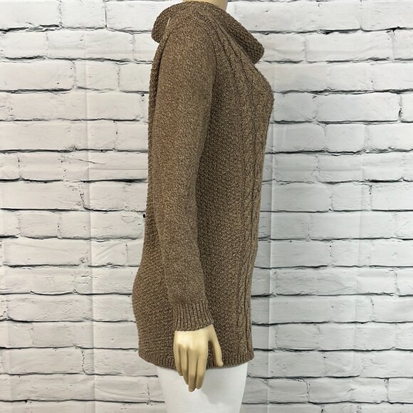 NWT Cotton Country Tunic Womens Medium Cowl Neck Tight Cable Knit Relaxed - Picture 5 of 9